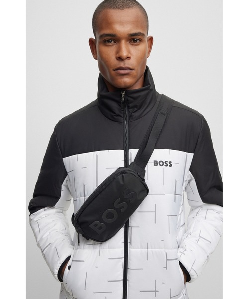 【run_aki】リサイクルマテリアル BOSSロゴ ベルトバッグ BOSS（HUGO BOSS） ウエストポーチ リサイクルマテリアル BOSS