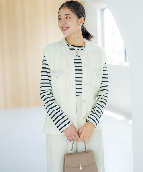 組曲（KUMIKYOKU） ベスト ジレ 「WEB限定」ツィードニットベスト