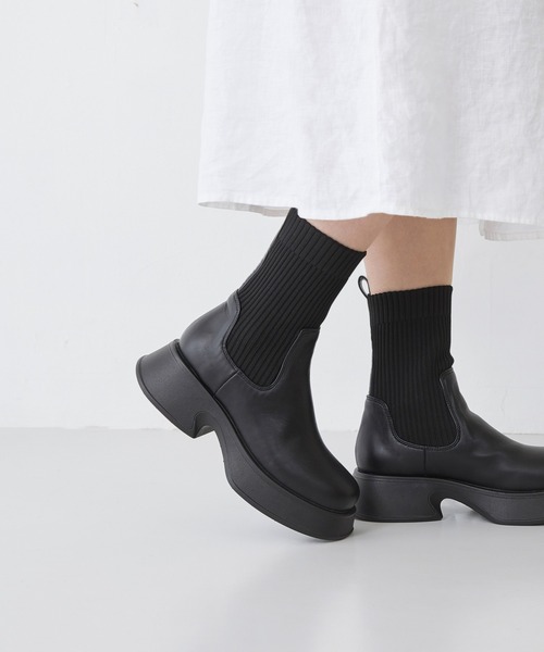 menue（メヌエ） ショート ブーツ 厚底 ショートソックスブーツ