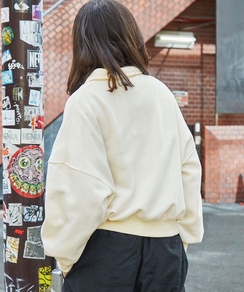 Hauls ハーフジップ トレーナー スエット トレーナー スウェット ワンポイントロゴ リラックスシルエット