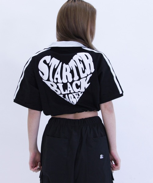 tシャツ Petit ロゴTEE レディース STARTER tシャツ ハートロゴショート丈ハーフジップTシャツ