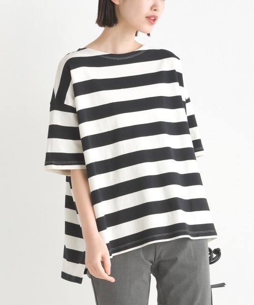OMNES（オムネス） tシャツ 10番単ボーダーワイドシルエット半袖プル