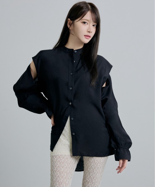 ブラウス シャツ 「ZOZOTOWN限定」LHP×Aurora/open shoulder sheer shirt/lhparr レディース