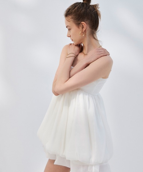 eimy istoire バルーンフリルフレアミニワンピース ブルー eimy istoire バルーンフリルフレアミニワンピース ブルー