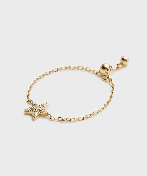 指輪 リング 「Tiny Motif」K10ダイヤモンドスターチェーンリング（0.02ct） レディースの画像