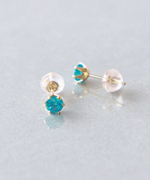 ピアス K10 4mm CZ ピアス ライトブルー レディース : 85246253 
