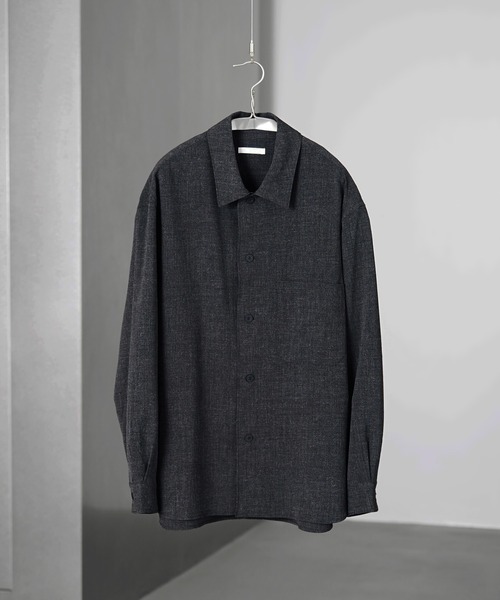 【新品未使用　即完】LIDNM☆シャツ　ウール☆M☆チャコール WYM LIDNM シャツ FAUX WOOL COMFORT SHIRT メンズ : ZOZOTOWN Yahoo
