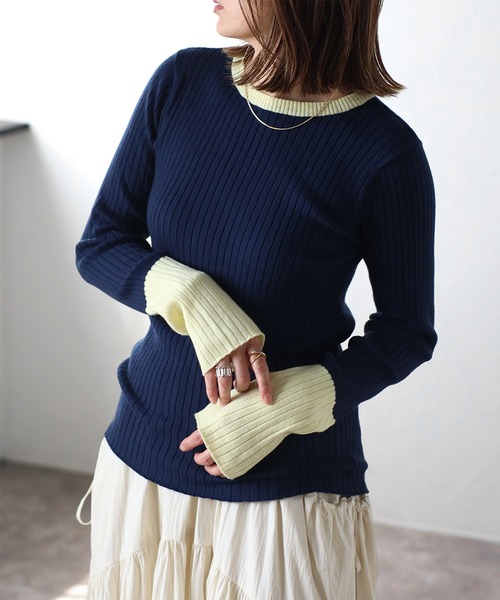 Bonjour Sagan（ボンジュールサガン） ニット セーター 配色フィンガー