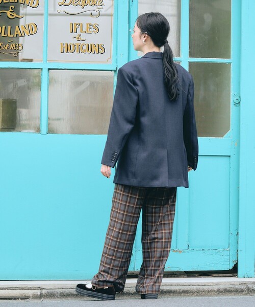 店舗限定品＊チェックツータックワイドパンツ＊ブルーレーベルクレスト  