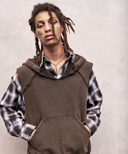 VI E DIT パーカー Washed Heavy Weight Vest Hoodie/ウォッシュド