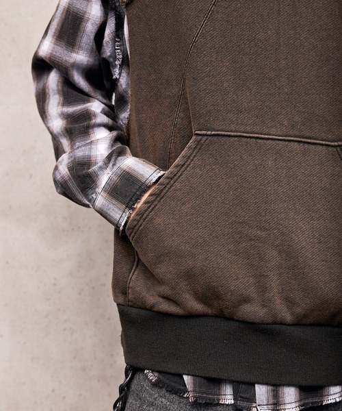 VI E DIT パーカー Washed Heavy Weight Vest Hoodie/ウォッシュド