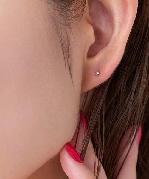 Phoebe（フィービー） ピアス 「K10」一粒ダイヤモンドピアス/BOX付き