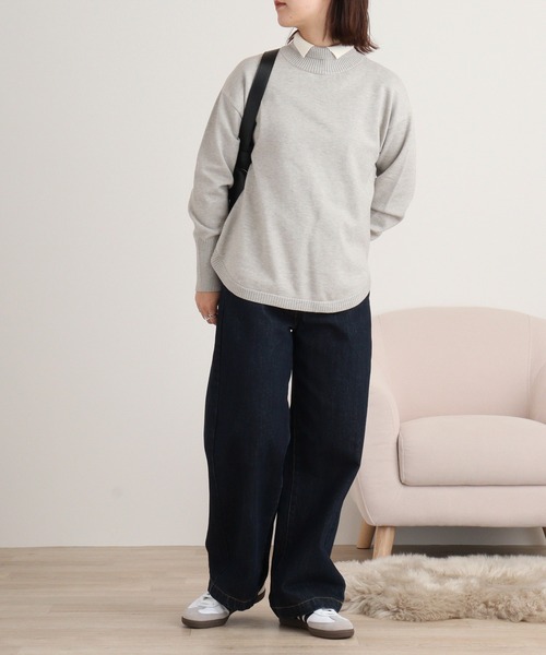 ニット セーター BRODIAEA 襟付きラウンドカットセーター レディース ニット セーター BRODIAEA 襟付きラウンドカットセーター