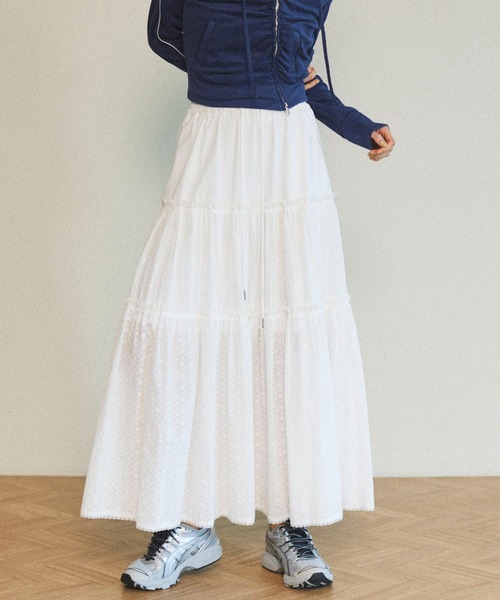MAISON SPECIAL スカート Mixed Lace Tiered Skirt/ミックス