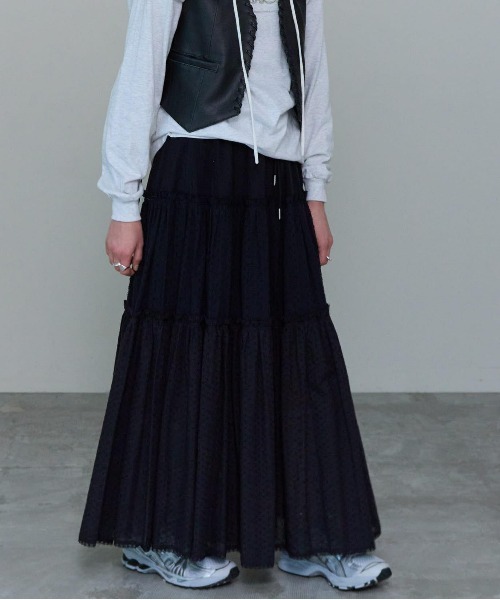 【新品タグ付き】メゾンスペシャル　ミックスレースティアードスカート MAISON SPECIAL スカート Mixed Lace Tiered Skirt/ミックス
