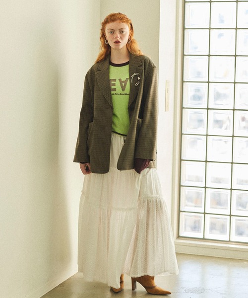 MAISON SPECIAL スカート Mixed Lace Tiered Skirt/ミックス