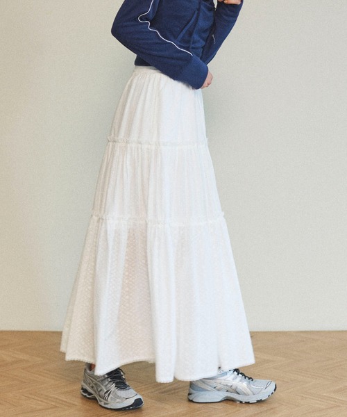 スカート maison special Mixed Lace Tiered Skirt Mixed Lace Tiered Skirt