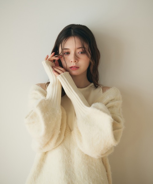 ニット セーター melange vneck knit ensembleメランジvネックニットアンサンブル レディース fupel ニット セーター melange vneck knit ensembleメランジv