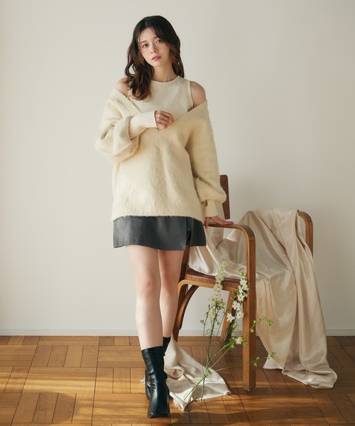 ニット セーター melange vneck knit ensembleメランジvネックニットアンサンブル レディース melange vneck knit ensembleメランジvネックニットアンサンブル