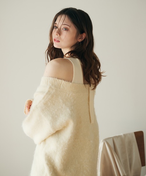 fupel ニット セーター melange vneck knit ensembleメランジv