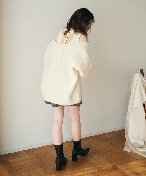 fupel ニット セーター melange vneck knit ensembleメランジvネック