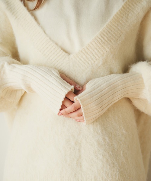 fupel ニット セーター melange vneck knit ensembleメランジv