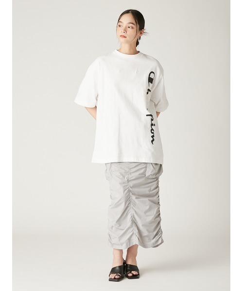 新品未使用【FRAY I.D×Champion】シャーリングストレートスカート Champion】シャーリングストレートスカート(ロングスカート