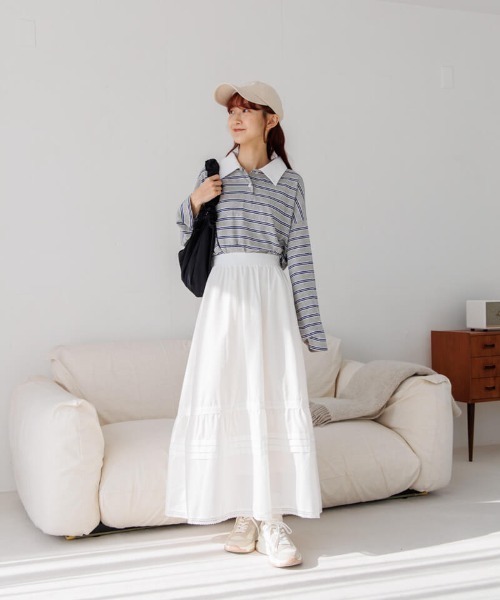 h.naotoFRILLスカート♡ flower（ファッション） スカート コットンタックスカート : ZOZOTOWN