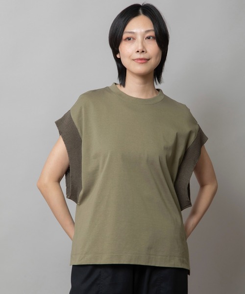 tシャツ ニットリブスリーブトップス レディース
