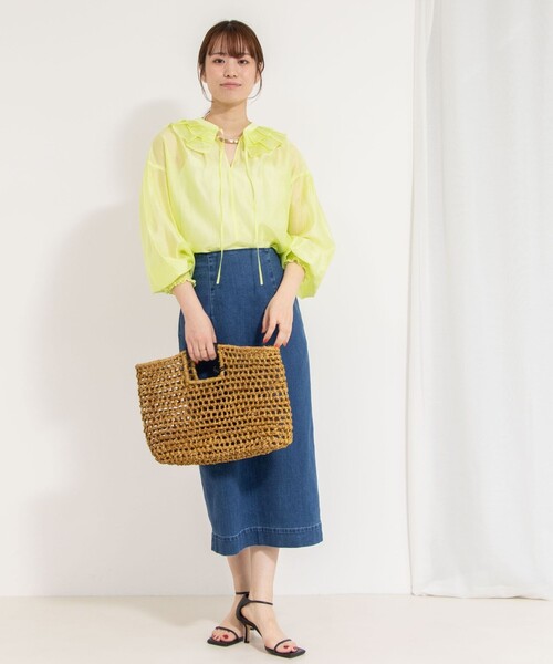 NOLLEY'S（ノーリーズ） ブラウス シャツ ラッフル衿シアーブラウス