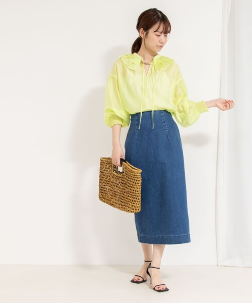 NOLLEY'S ブラウス シャツ ラッフル衿シアーブラウス レディース