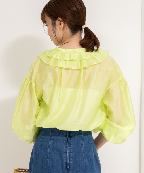早い者勝ち❣️完売❣️スナイデル ボリュームシアーブラウス SNIDEL（スナイデル）の「Sustainableボリュームフリルシアーブラウス