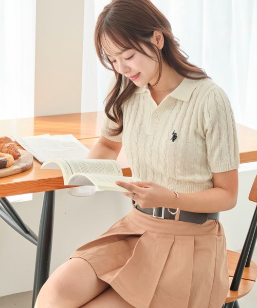 即発送 マボンゴルフ レディース ニットポロシャツ&スカート 2点セットS U.S. POLO ASSN. ポロシャツ ポロ ∴WEGO/「25年春夏新作」U.S.