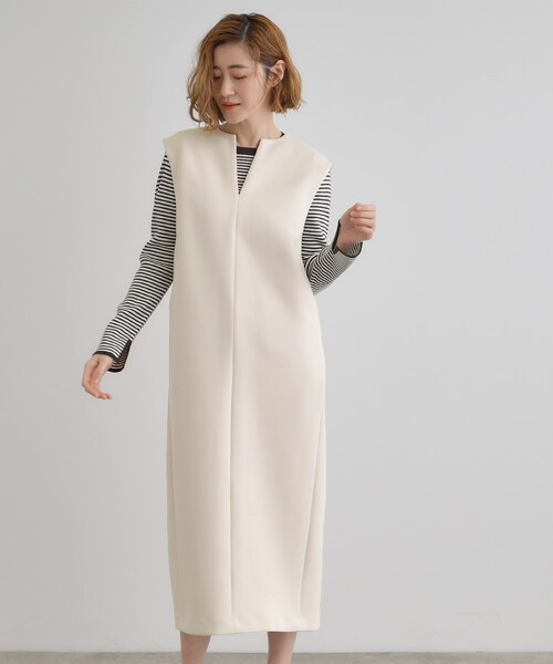 grove（グローブ） ワンピース ダンボールカルゼキーネックジャンドレ
