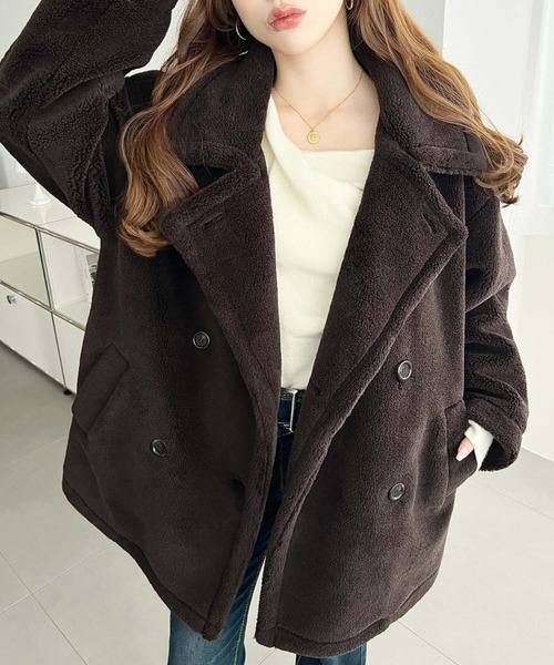 moment+ ピーコート pコート 2WAYアレンジカラーきれい目テディベア