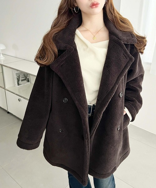 moment+ ピーコート pコート 2WAYアレンジカラーきれい目テディベア