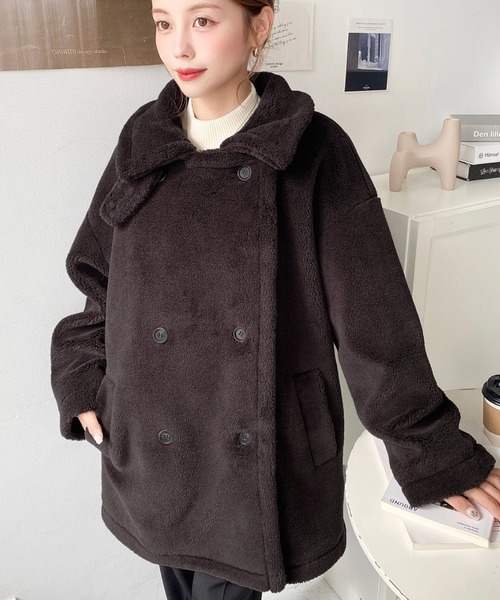 moment+ ピーコート pコート 2WAYアレンジカラーきれい目テディベア