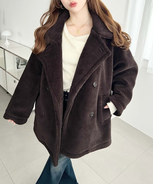 【着用2回美品！】ロンハーマン✖️ショットボアPコートジャケット38Mネイビー 着用2回美品！】ロンハーマン✖️ショットボアPコートジャケット38M