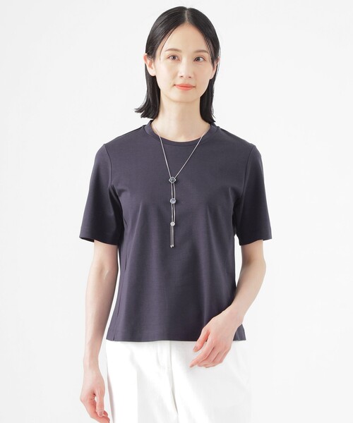 tシャツ 「ウォッシャブル」コンパクトコットンポンチクルーネックカットソー レディース