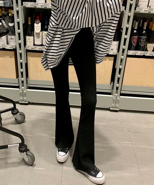 meJane（ミージェーン） パンツ リブフレア レギンスパンツ レディース