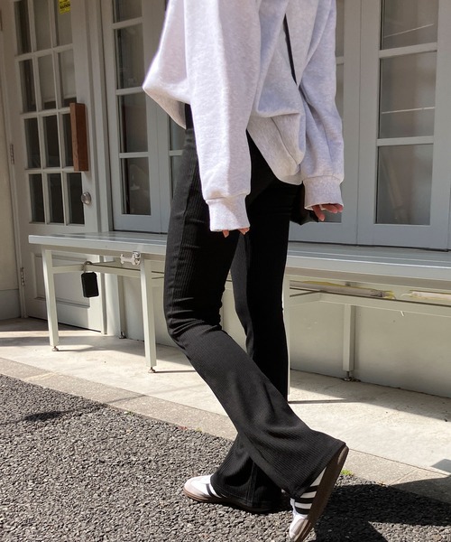 meJane（ミージェーン） パンツ リブフレア レギンスパンツ レディース