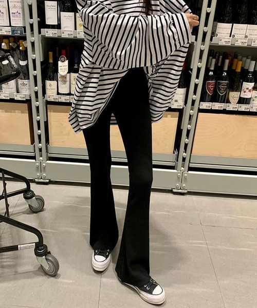 meJane（ミージェーン） パンツ リブフレア レギンスパンツ レディース