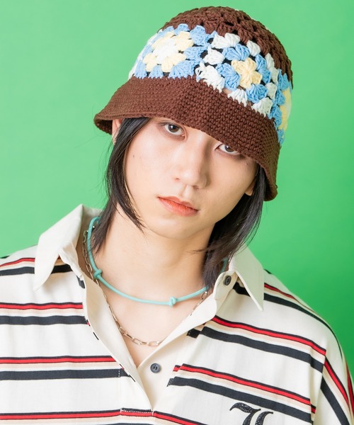 帽子 ハット an meets zakka レトロフラワーモチーフクロシェニット