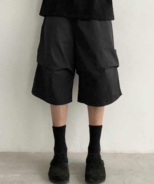 fekete ハーフカーゴパンツS NOWLE カーゴパンツ 「NOWLE」ルーズフィット ナイロン カーゴ