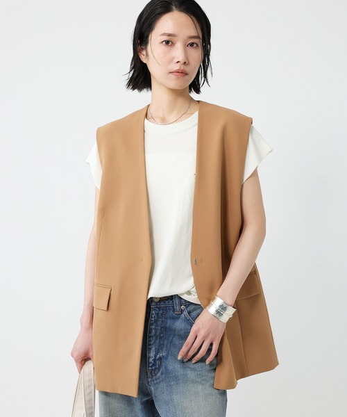 ベスト ジレ コットンダブルクロスジレ レディース