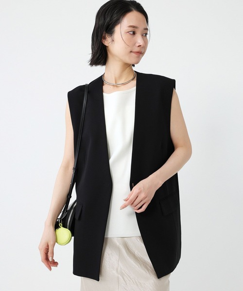 ベスト ジレ コットンダブルクロスストレッチ ロングジレ レディース K.T KIYOKO TAKASE ベスト ジレ コットンダブルクロスストレッチ
