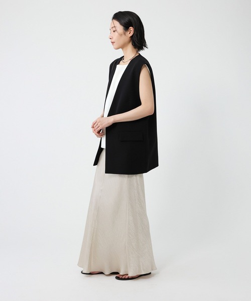 ベスト ジレ コットンダブルクロスストレッチ ロングジレ レディース K.T KIYOKO TAKASE ベスト ジレ コットンダブルクロスストレッチ