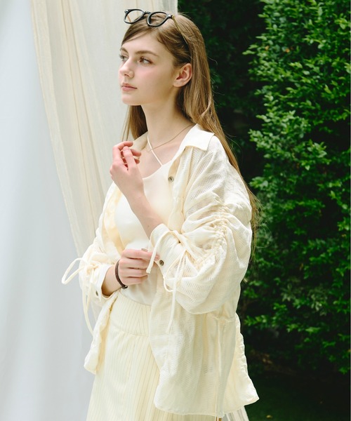 トップス Andmary Shirring ribbon camisole white トップス Andmary