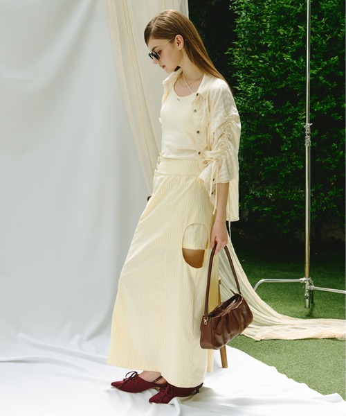seemi. シャーリングリボントップス loin nuit ブラウス シャツ shirring ribbon tops / シャーリング