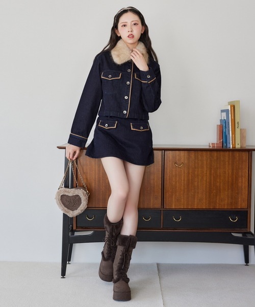 【新品未使用】ビジューベルト付きシアーブーツ M ブラック ナイスクラップ one after another NICE CLAUP/【one after another】ビジュー